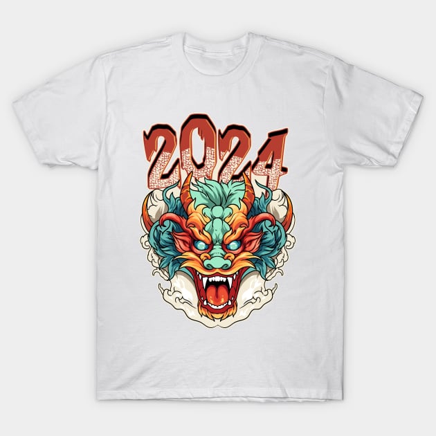 Chinese New Year 2024 Year of The Dragon Head T-Shirt by creative